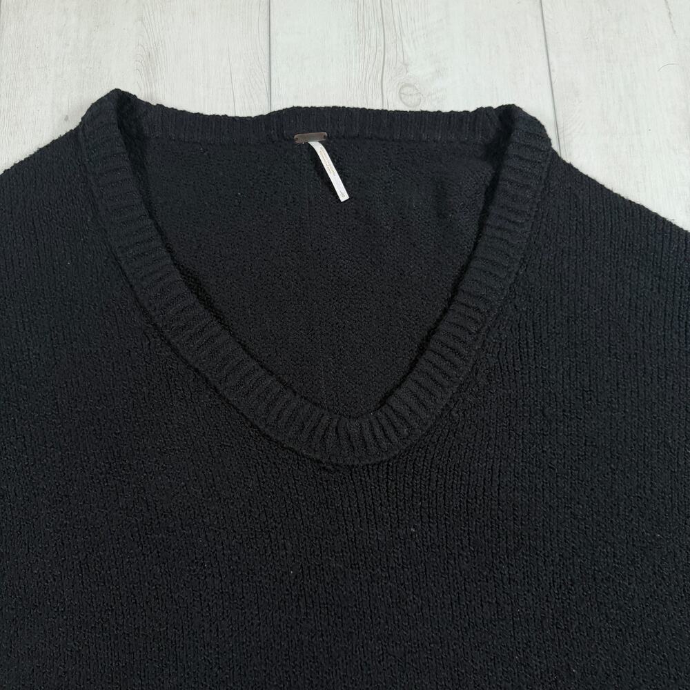 Free People Brookside Black Sweater Size Large Oversized Slouchy Boho - Picture 2 of 9